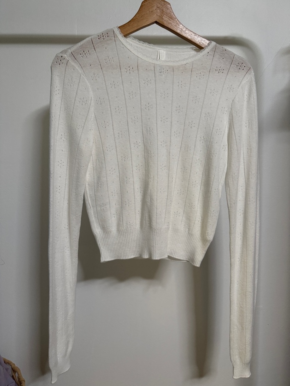 SKIMS Cream Long-Sleeve Scoop Neck Knit Sweater